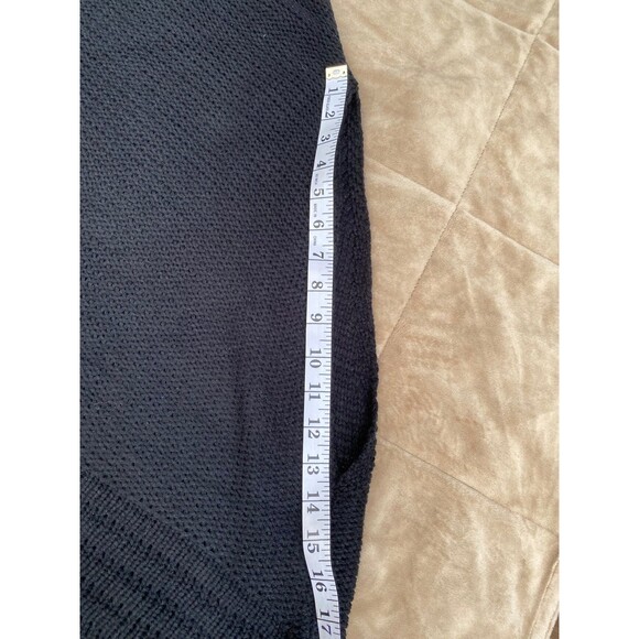 Ashley Stewart Black Faux Leather Trim Fringe Hem Knit Turtleneck Tunic/Poncho - Picture 8 of 12